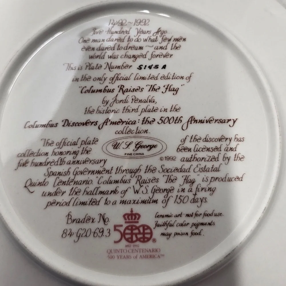 W.S. George Columbus Discovers America 500th Anniversary Plates Set of 4 1992